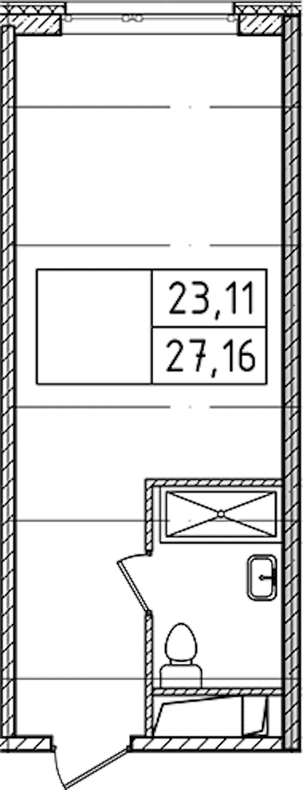 Квартира студия 27.16 м², 3/14 эт., Комплекс апартаментов «Ladozhsky Avenir»